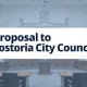Fostoria News Fostoria City Council chamber with proposal text overlay.