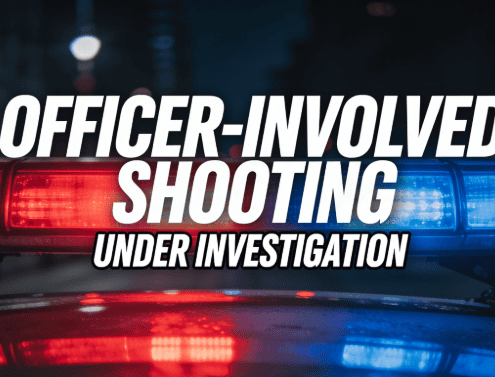 Police lights during officer-involved shooting investigation in Fostoria.