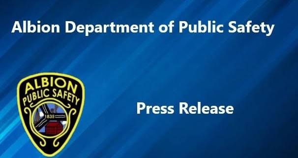 Albion Department of Public Safety press release with badge logo.