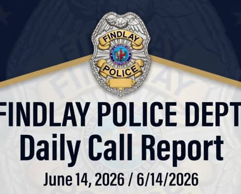 Findlay Police Department daily call report for June 14, 2026.