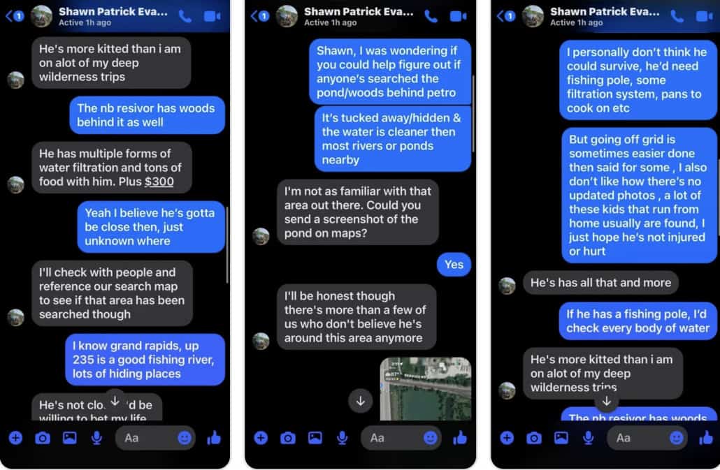 Fostoria News Screenshot of a conversation about water quality and a missing teen in Fostoria.