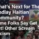 Haitian community members protesting with a Haitian flag in Fostoria.