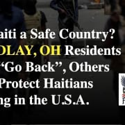 Fostoria News Protest scene in Findlay, Ohio over Haiti safety and Haitian community protection.