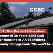 Fostoria News Carey, Ohio community center with news headline about AR-15 incident.