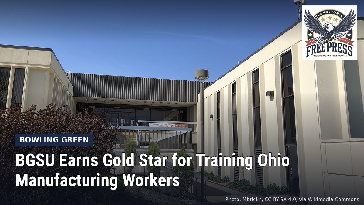 Fostoria News: BGSU Technology Building, with headline: BGSU Earns Gold Star for Training Ohio Manufacturing Workers