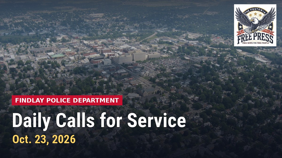 Findlay Police Department Daily Calls for Service, Oct. 23, 2026
