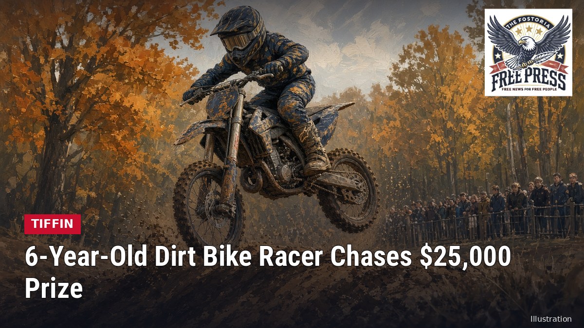 Illustration of a youth dirt bike racer on a dirt track
