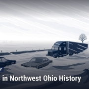 Fostoria News: Illustration, with headline: Blizzards in Northwest Ohio History
