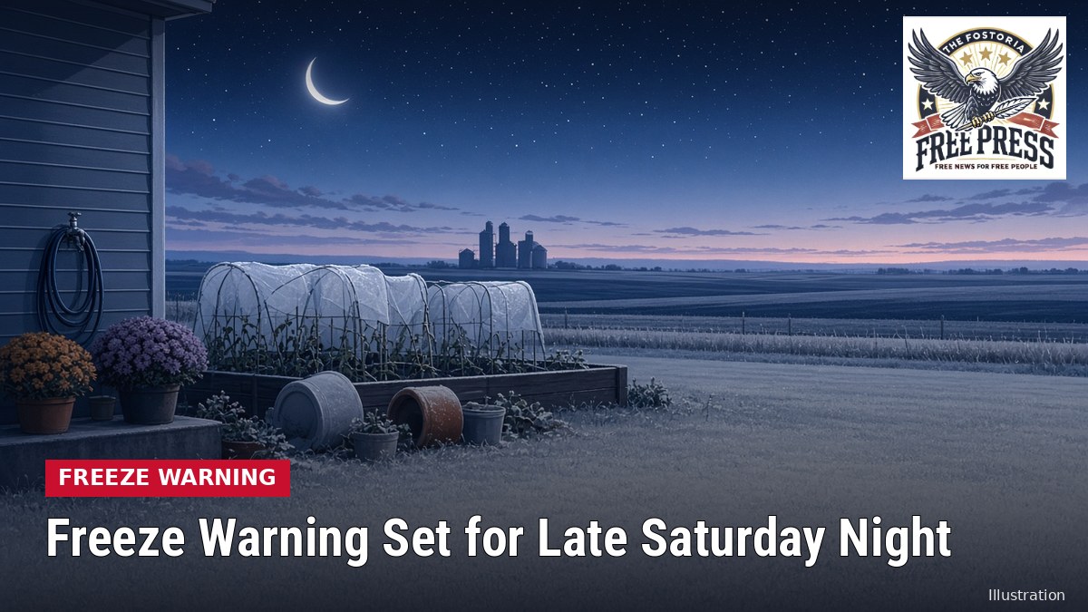 Illustration: FOSTORIA | UPDATE: Freeze Warning Now in Effect for Late Saturday Night Into Sunday Morning as Lows Near 30 Threaten Tender Plants