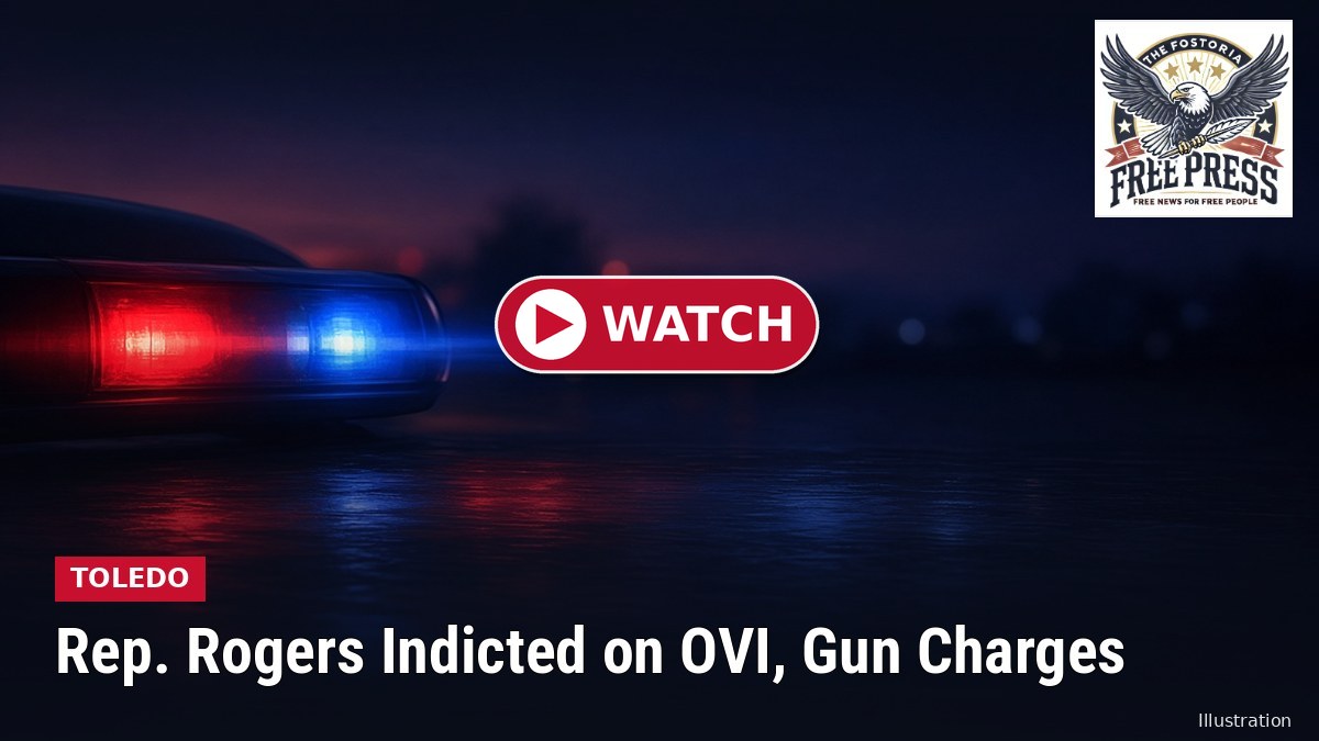 Illustration: police lights with TOLEDO | Rep. Rogers Indicted on OVI, Gun Charges