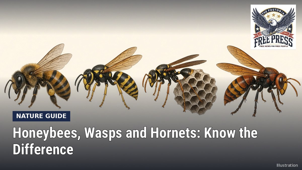 Fostoria News: Illustration, with headline: Honeybees, Wasps and Hornets: Know the Difference