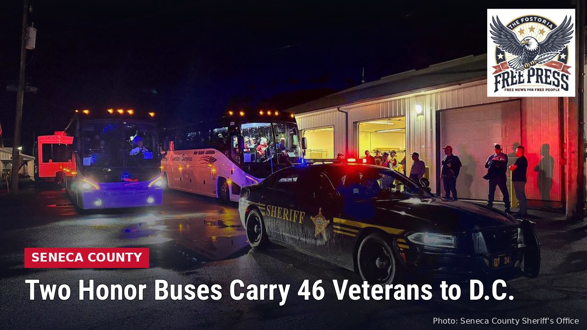 Photo: Seneca County Sheriff's Office: TIFFIN | Two Honor Buses Carry 46 Seneca County Veterans to Washington, D.C.; Public Invited to Welcome Them Home Sunday Night