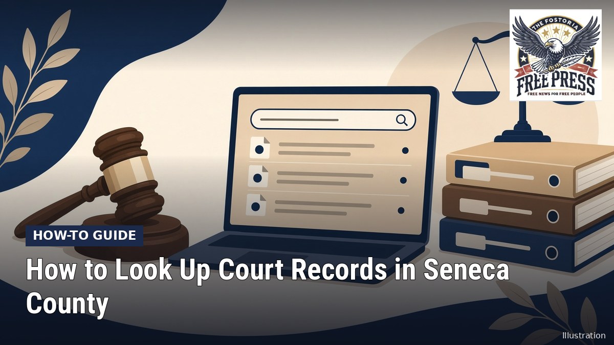 Fostoria News: Illustration, with headline: How to Look Up Court Records in Seneca County