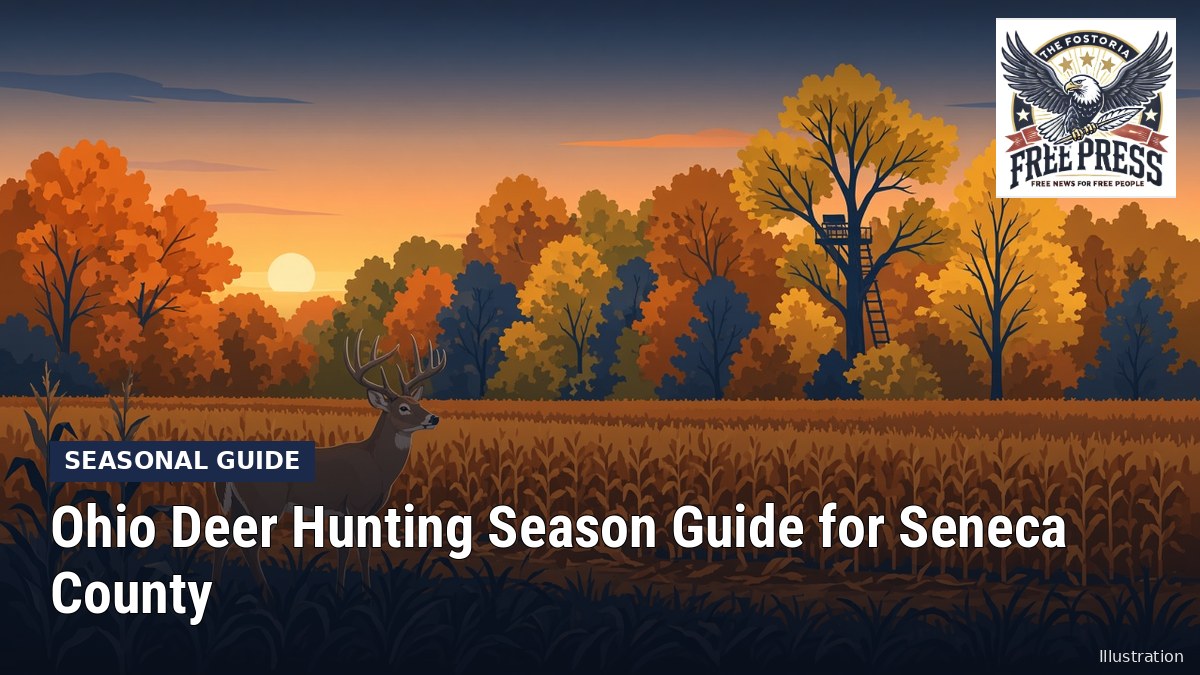Fostoria News: Illustration, with headline: Ohio Deer Hunting Season Guide for Seneca County