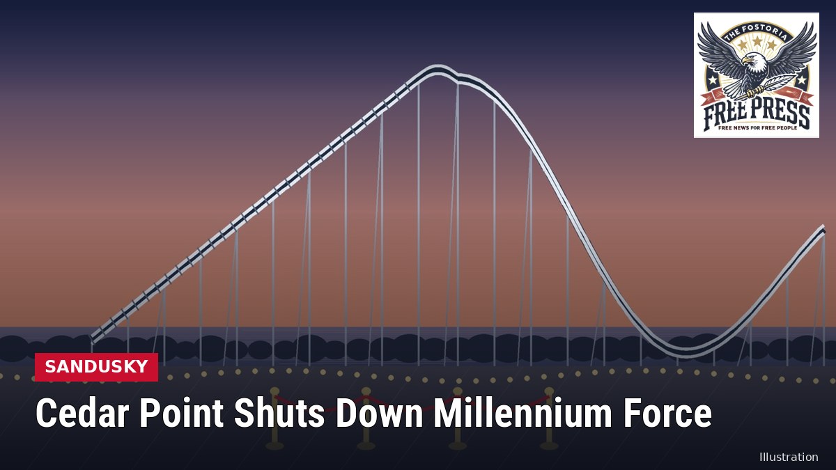 Illustration: SANDUSKY | Cedar Point Shuts Down Millennium Force After Bracket Falls From Ride Car Into Guest Area