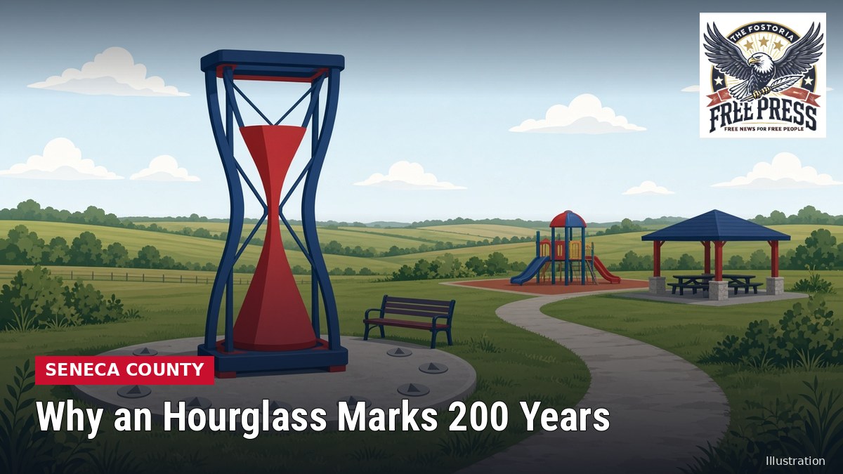 Illustration: SENECA COUNTY | Why an Hourglass? The Bicentennial Sculpture at Opportunity Park and the 150th-Anniversary Ads That Inspired It