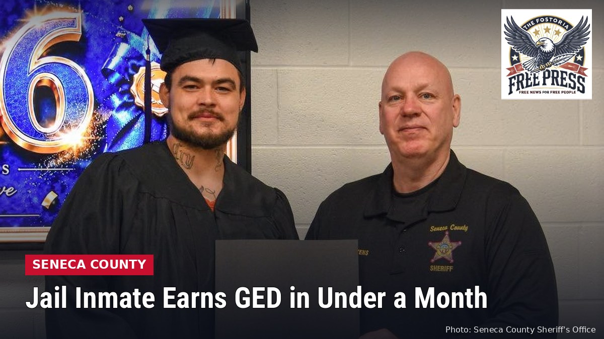 Photo: Seneca County Sheriff's Office: TIFFIN | Jacob Parrott Becomes Seventh Seneca County Jail Inmate to Earn a GED Under Sheriff Stevens