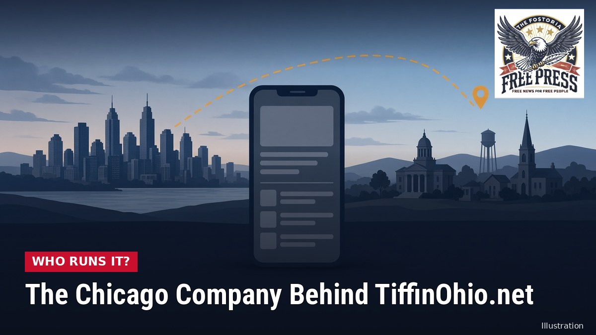 Fostoria News illustration: TIFFIN | Who Runs TiffinOhio.net? Popular Local News Page Is Operated by a Chicago-Based Company Whose Publisher Has Democratic Campaign Ties