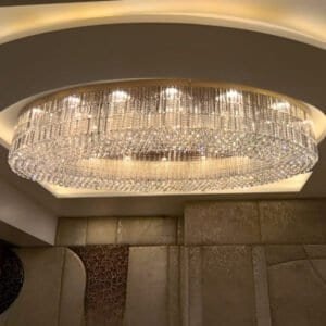 Luxury oval crystal chandelier with layered design