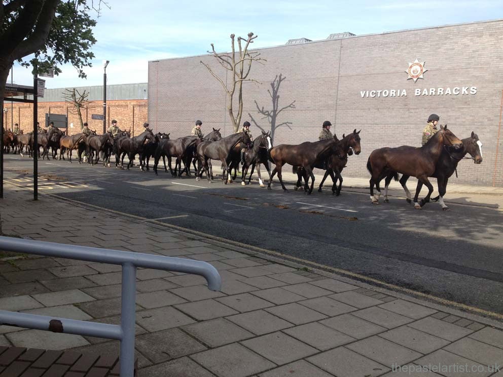 Exercising the horses at 7 am - I see them as I leave the car park and know I'm in the right place!