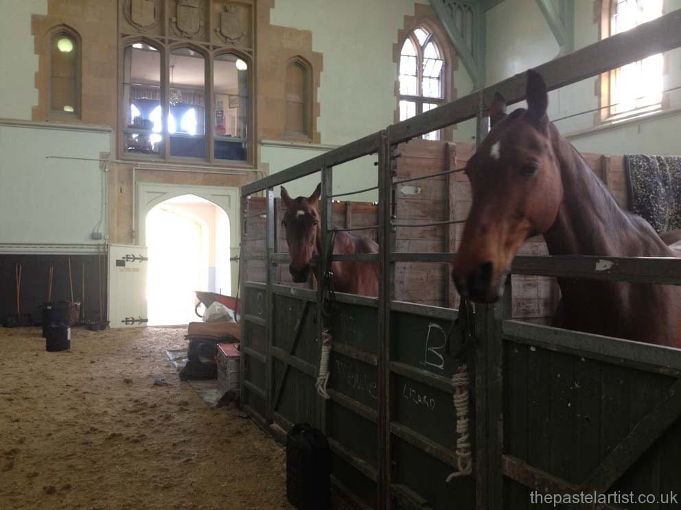 The inside school at Windsor Castle - temporary housing for The Troop horses.