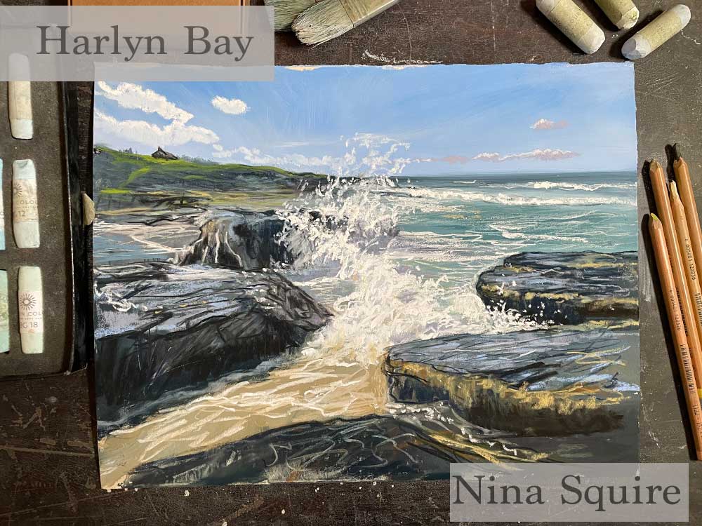 Soft pastel workshop to create seascape of Harlyn Bay