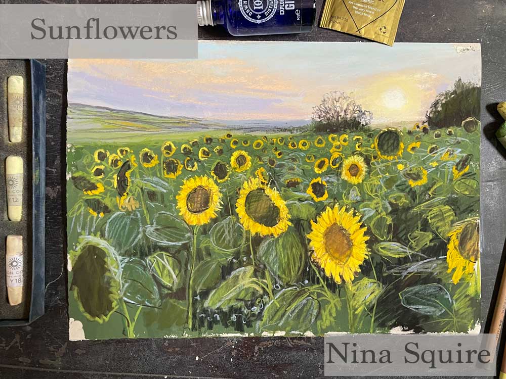 Sunflowers in soft pastels