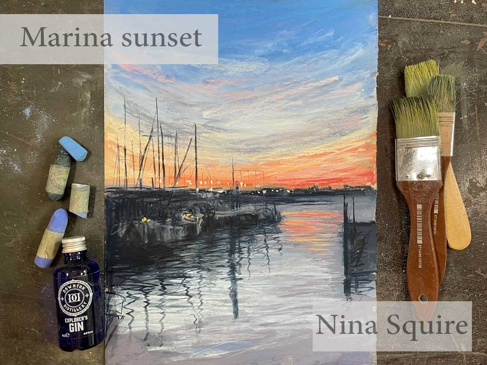 Marina sunset soft pastel workshop