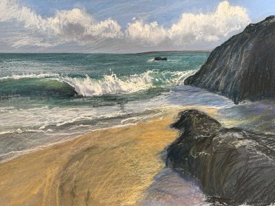 Porthgwidden Beach St Ives seascape in soft pastel by Nina Squire