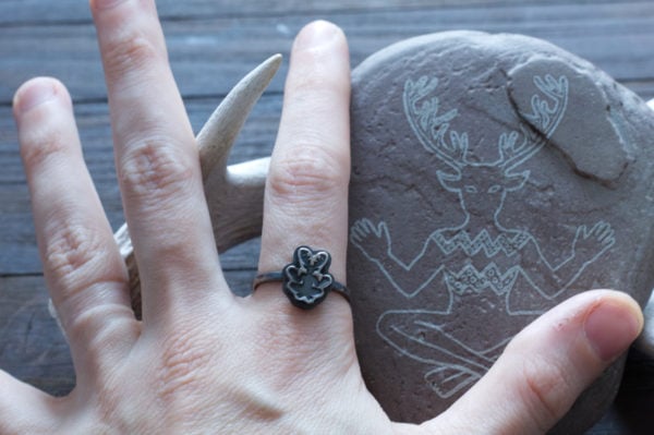 cernunnos ring 2 Tribal Shaman Stacking Rings - Cernunnos, Huginn and Muninn, Crossed Arrows, Pine Tree