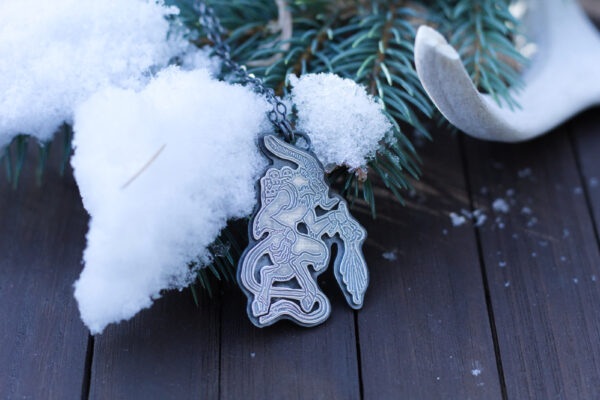 silver krampus pendant necklace