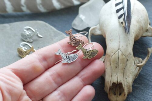 blue whale earrings 5 triple moon blue whale earrings