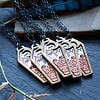halloween coffin pendant with jack o lanterns