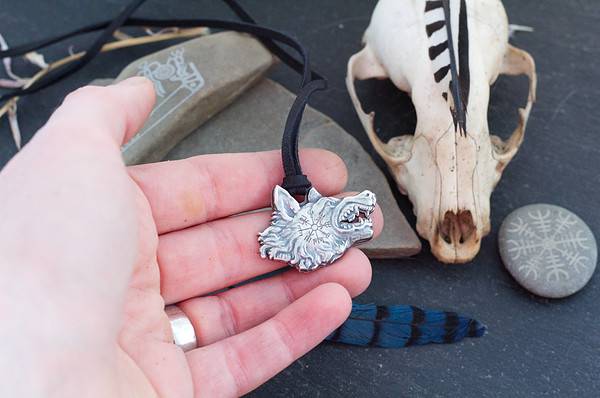 Fenrir Pendant Necklace with Vegvisir
