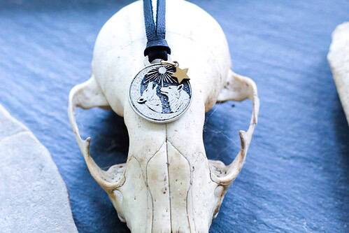 skoll and hati norse wolves pendant 3 Sköll and Hati Pendant - Sun, Moon and Stars