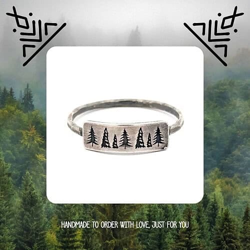 il_fullxfull.6076753248_rx26.jpg Pine Tree Ring - Forest Ring - Nature Jewelry - Evergreen Tree - Fir - Pagan Symbolism - Tree Rings - Stack Ring - Winter Solstice