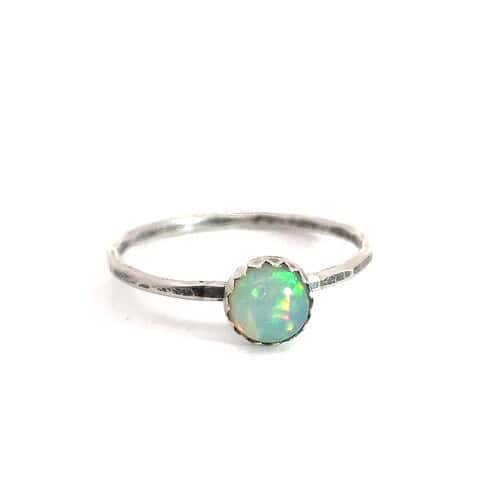 il_fullxfull.6676222832_8db7.jpg Opal Stacking Ring, Minimalist Silver Opal Jewelry, October Birthstone Gift, Unique Bridesmaid Ring, Handmade Opal Band, Opal Stackable Band
