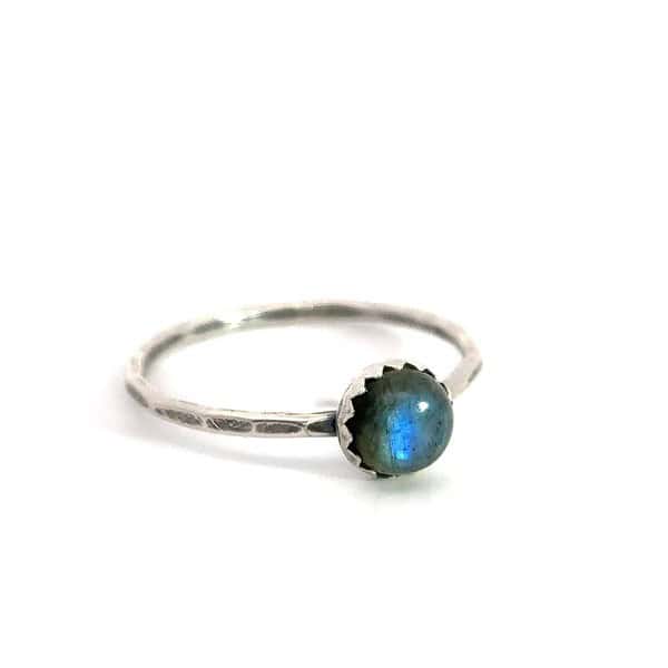 Labradorite Stacking Ring, Dainty Silver Ring, Gemstone Jewelry, Sterling Silver Gemstone Ring, Unique Gift for Her, Blue Stone Silver Ring