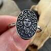 Sterling Silver Medusa Ring – Greek Mythology Oval Signet – Serpent Jewelry Snake Goddess – Pagan Witchy Ring – Handmade Occult Dark Fantasy