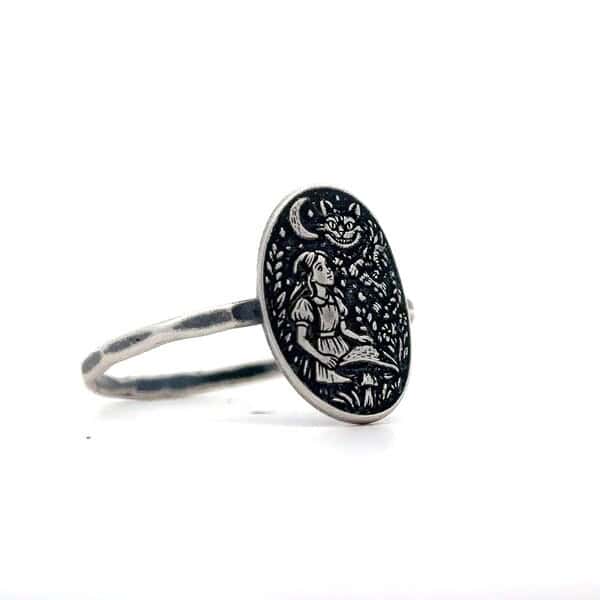 il_fullxfull.7232239523_lz5z.jpg Sterling Silver Alice in Wonderland Ring - Cheshire Cat