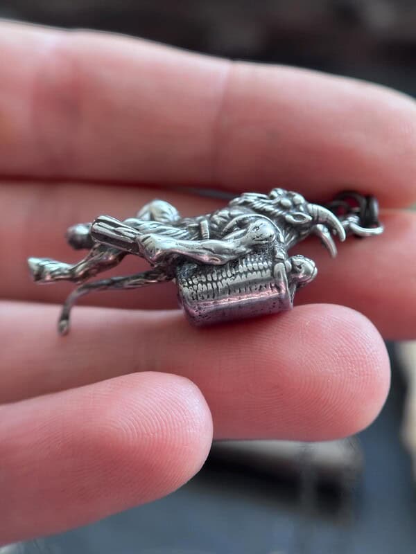 handcrafted krampus pendant Sterling Silver Krampus Pendant