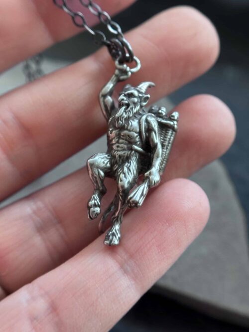 handcrafted krampus pendant Sterling Silver Krampus Pendant