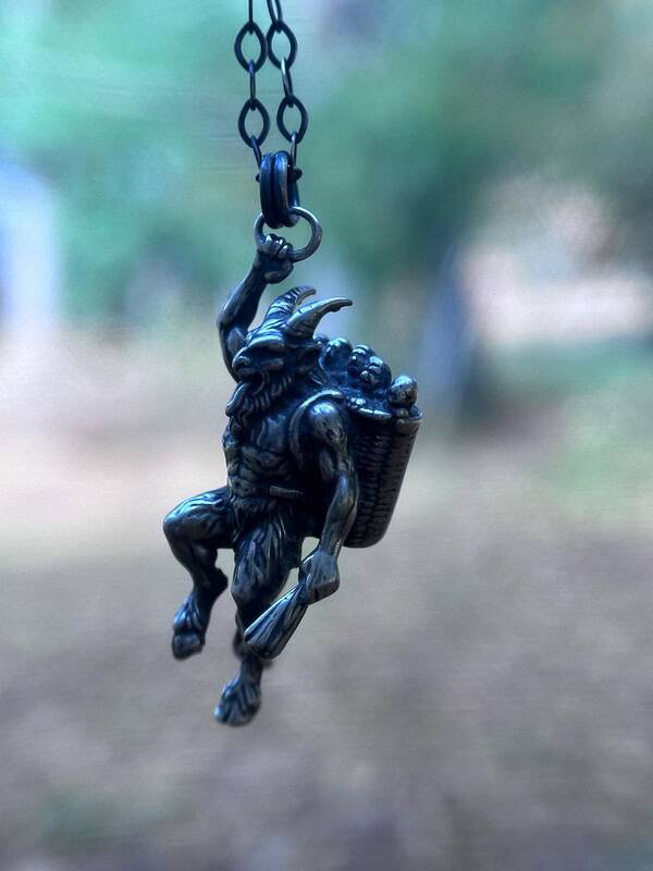 handcrafted krampus pendant Sterling Silver Krampus Pendant