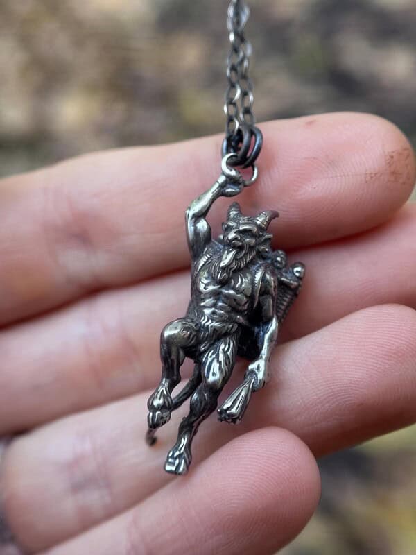 handcrafted krampus pendant Sterling Silver Krampus Pendant