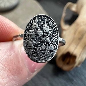 il_fullxfull.7310186192_kq84.jpg Mad Hatter’s Tea Party Sterling Silver Ring Alice in Wonderland