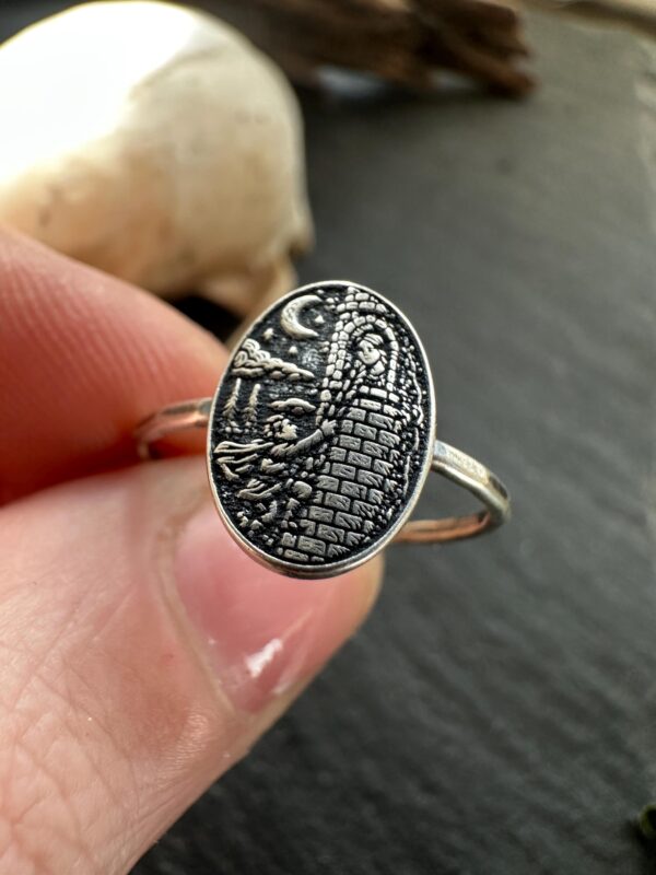 Rapunzel Fairytale Ring Sterling Silver Storybook Jewelry Princess Tower Fantasy Gift for Her Literary Jewelry Handmade Anniversary Birthday