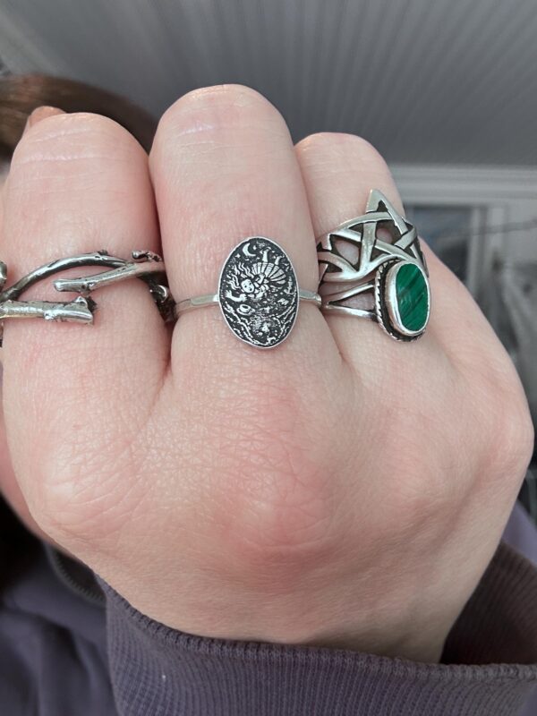 Sterling Silver Alice in Wonderland Ring, Storybook Alice Falls Down the Rabbit Hole, Handmade Fantasy Ring, Literary Folklore Jewelry Sterling Silver Alice in Wonderland Ring, Storybook Alice Falls Down the Rabbit Hole, Handmade Fantasy Ring, Literary Folklore Jewelry