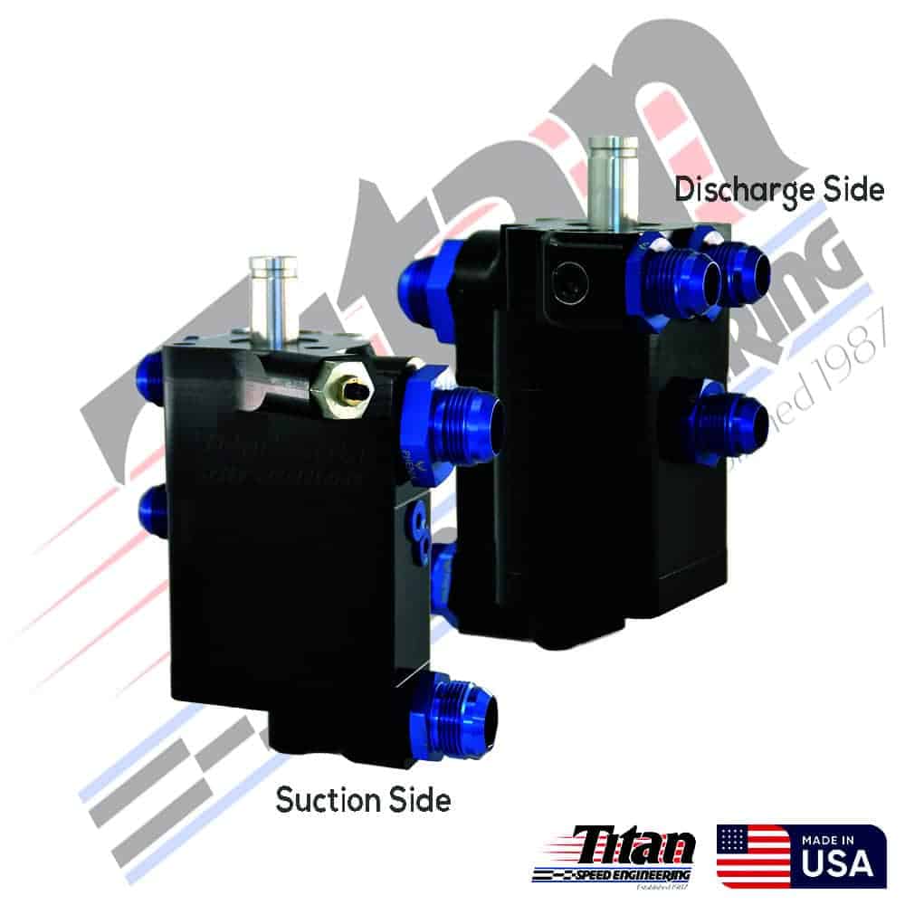 EGR cooler for enhanced engine cooling and emissions reduction, featuring high-performance design with blue anodized fittings, suitable for automotive racing and performance vehicles.