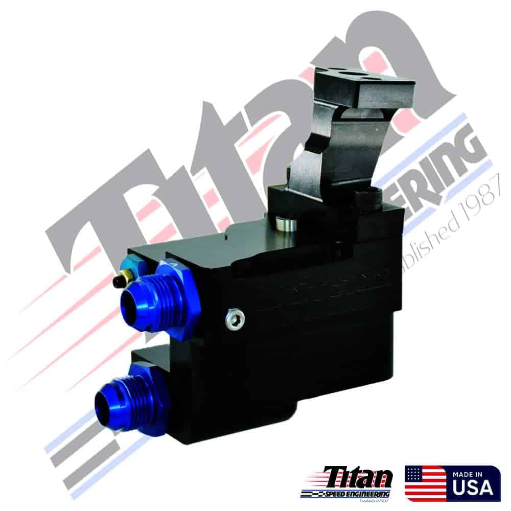 High-performance fuel pressure regulator for racing applications, designed by Titan Speed Engineering for optimal engine fuel delivery and performance.