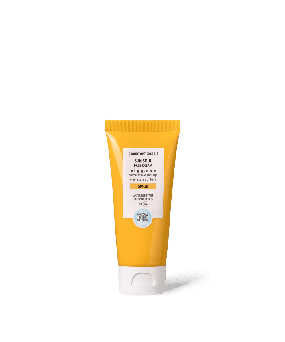 Sun Soul Face Cream SPF30 for sun protection and skincare. Suitable for all skin types, provides hyd.